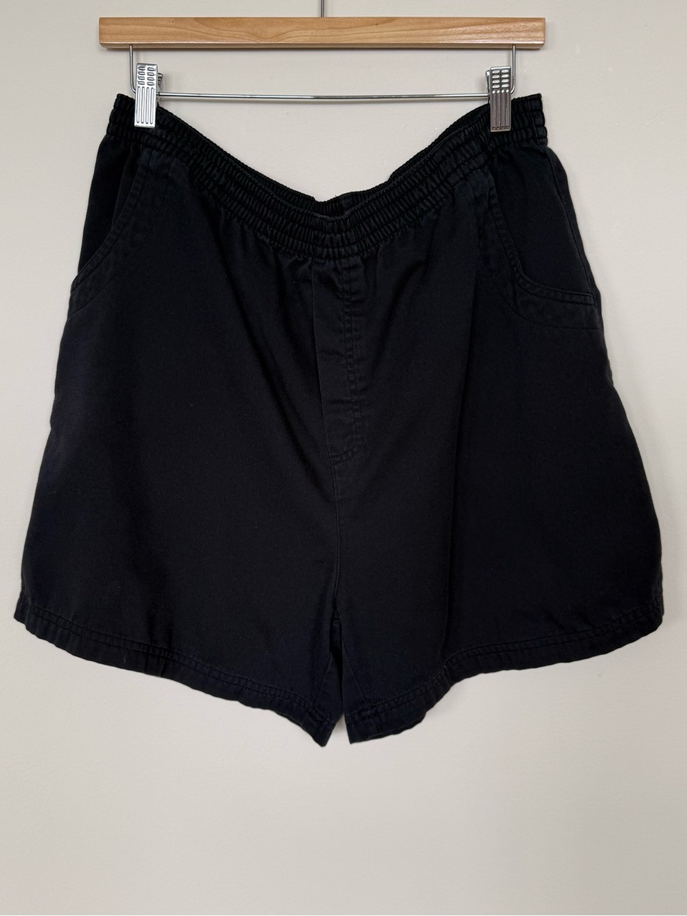 Vintage 90’s Basic Editions Black Casual Shorts Elastic Waist Activewear Size L
